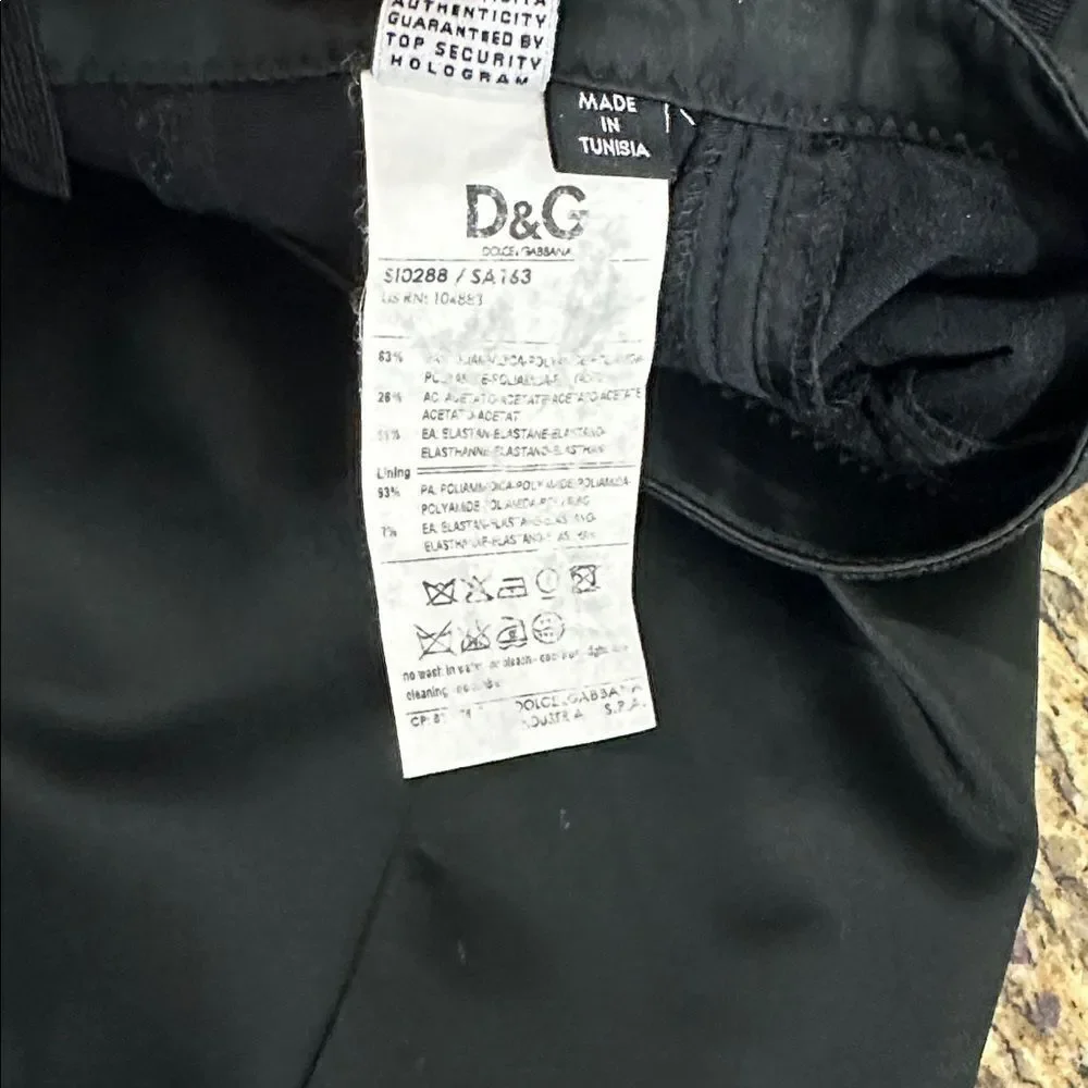D&G Dolce & Gabbana Black Mixed Media Skirt Satin Front Mesh Back Size M